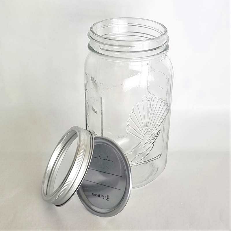 GoodLife 1L preserving jars with 2 piece wide mouth lids