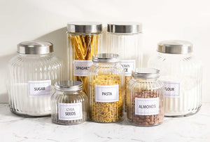 Pantry labels on glass storage containers NZ