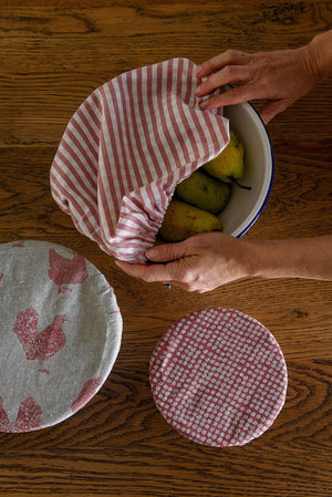 Raine & Humble Food Covers - Gingham Fig made from recycled cotton NZ