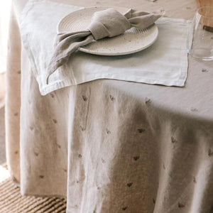 Raine & Humble Mason Bee linen tablecloth and  napkin in stone