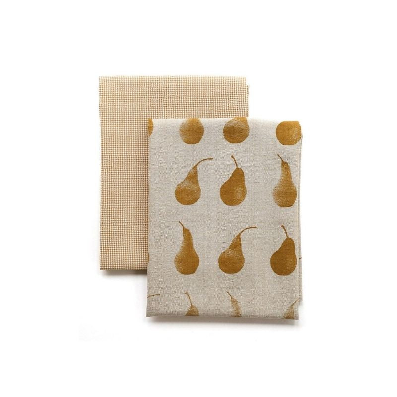 Raine & Humble Peared Together Tea Towels - Mustard (Set of 2) NZ