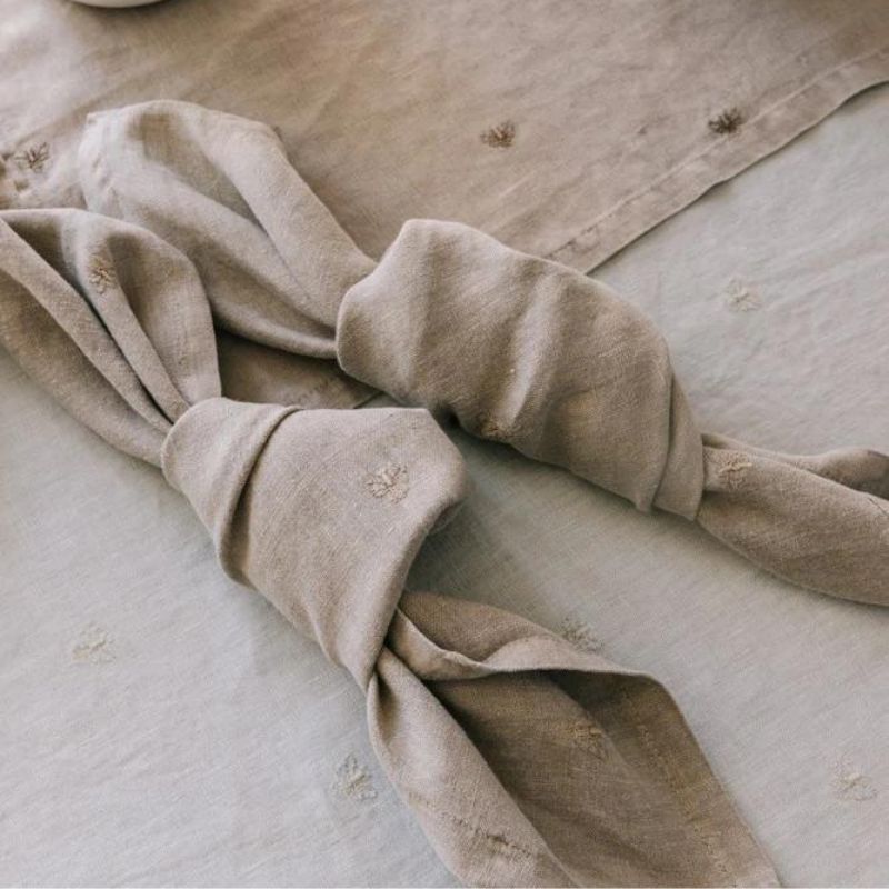 Raine & Humble Mason Bee Linen Napkins - Stone (Set of 6)