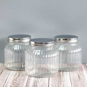 Small sized ribbed glass canisters for pantry storage NZ