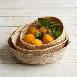Shallow Woven Baskets for storing fruits and vegetables in your kitchen