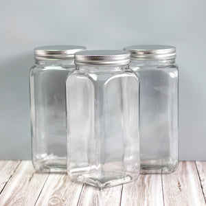 Large sized square glass canisters for pantry storage NZ
