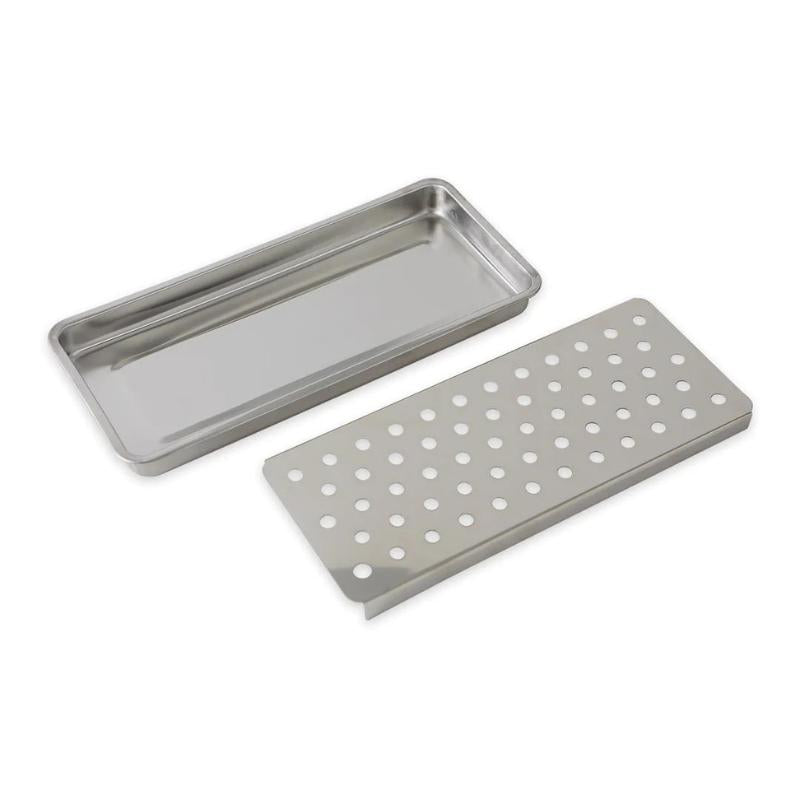 Image of the RSVP Endurance Stainless Steel Sink Tray showing the outer tray and insert with holes to allow water to drain.